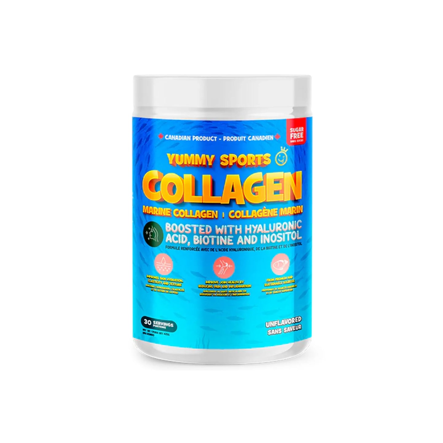 YUMMY SPORTS - Collagène Marin + Biotin, Hyaluronic Acid, Inositol 30 portions