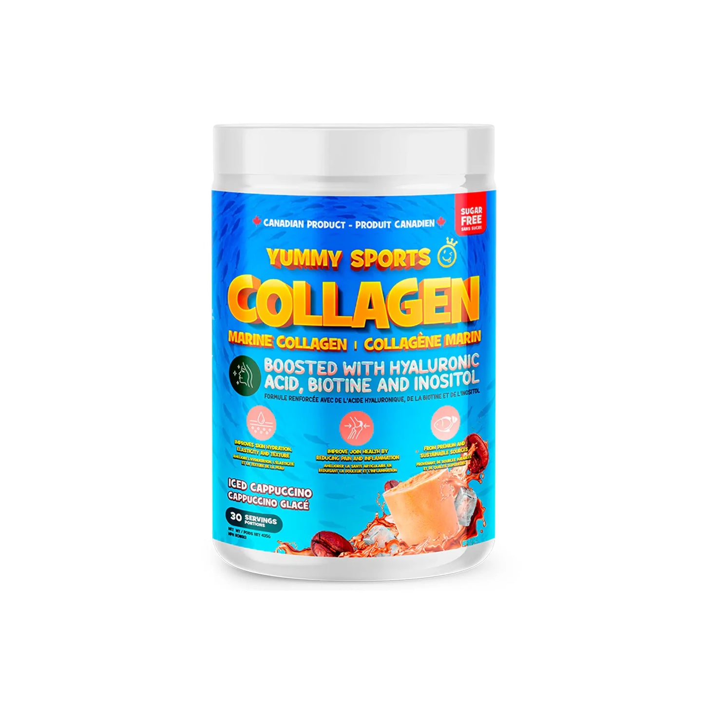 YUMMY SPORTS - Collagène Marin + Biotin, Hyaluronic Acid, Inositol 30 portions